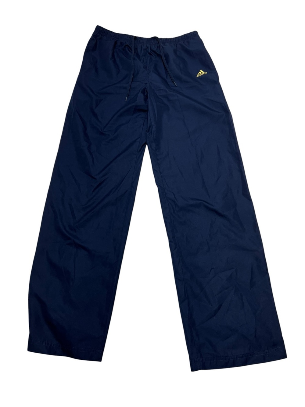 adidas Navy Blue Kids Windbreaker Track Pants with Yellow Logo